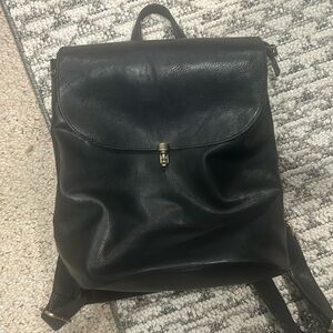 Leather Black Backpack / Purse